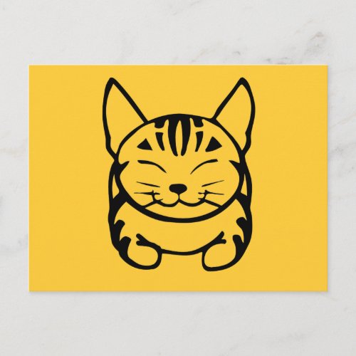 Happy Cat Post Card black on yellow