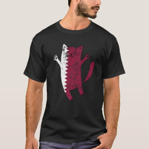 Happy Cat Qatar Flag   T-Shirt