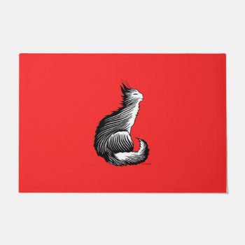"happy Cat" Red Door Mat by TabbyHallDesigns at Zazzle