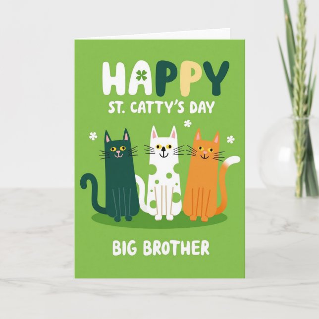 Happy Cat St Pattys Day Big Bro Card (Front)