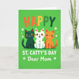 Happy Cat St Pattys Day Mom Card