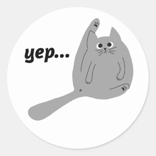 Happy Cat Stretching Kitten With Leg High Classic Round Sticker