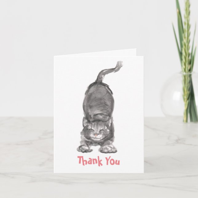 Happy Cat Thank You Note Card (Front)