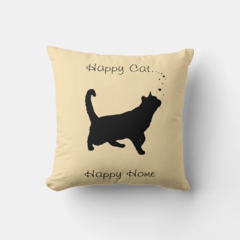 Happy Cat Throw Pillow by BamalamArt at Zazzle