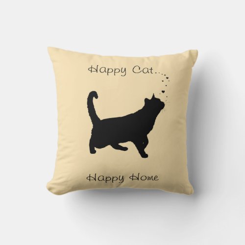Happy Cat Throw Pillow