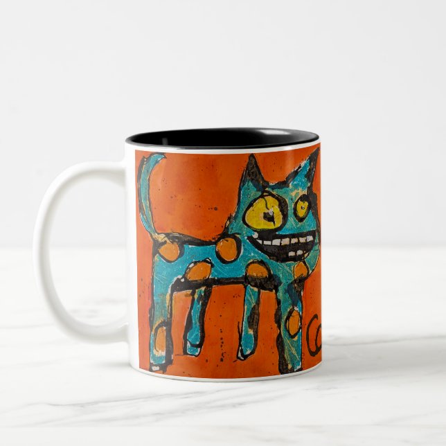 Happy Cat Two-Tone Coffee Mug (Left)