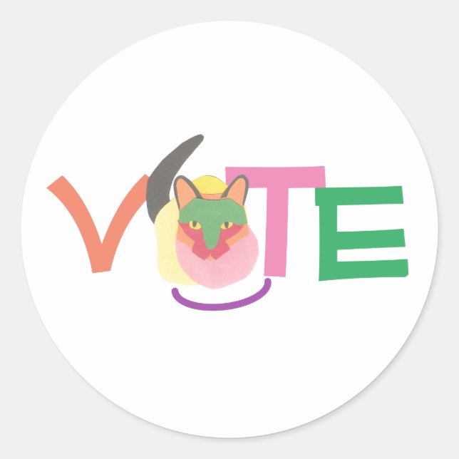 Happy Cat Vote GOTV  Classic Round Sticker (Front)