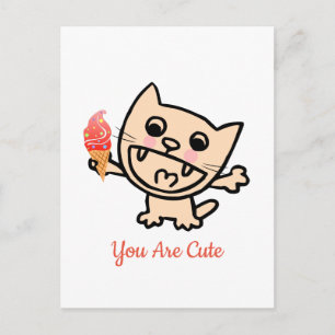 Happy Cat With Ice Cream Postcard
