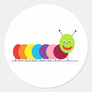 Happy Caterpillar Classic Round Sticker
