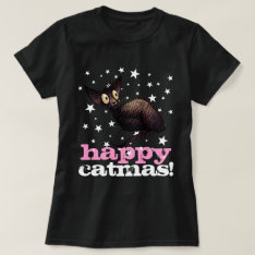 Happy Catmas! - Woman's Funny Christmas Cat T-shirt at Zazzle
