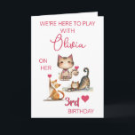 Happy Cats Girl Happy 3rd Birthday (any year) Card<br><div class="desc">Happy Cats Girl Happy 3rd Birthday (any year)  -- this happy card is available for many years -- you can make the change yourself or if you need assistance,  just send a message and we'll be delighted to assist.</div>