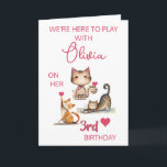 Happy Cats Girl Happy 3rd Birthday (any year) Card<br><div class="desc">Happy Cats Girl Happy 3rd Birthday (any year)  -- this happy card is available for many years -- you can make the change yourself or if you need assistance,  just send a message and we'll be delighted to assist.</div>
