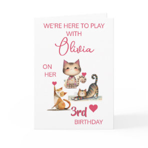 Happy Cats Girl Happy 3rd Birthday (any year) Card
