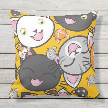 Happy Cats Outdoor Pillow