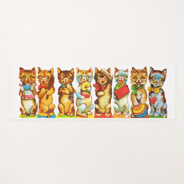 happy cats print yoga mat (Front (Horizontal))