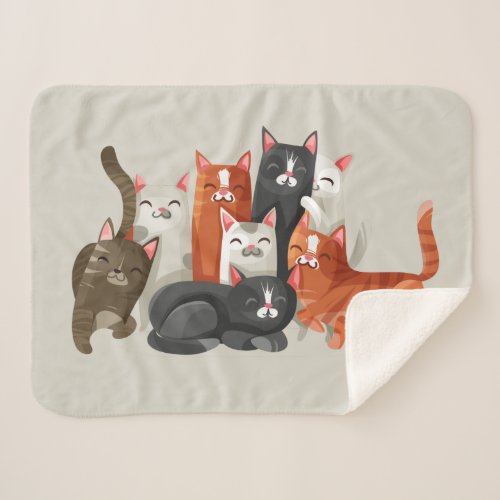 Happy Cats Sherpa Blanket