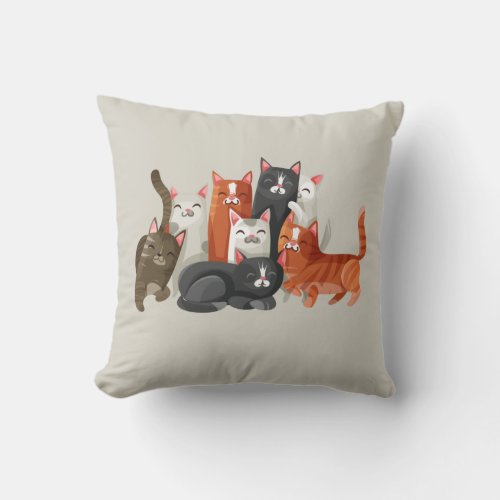 Happy Cats Throw Pillow