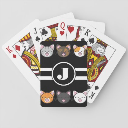 Happy Cats w/Monogram Playing Cards