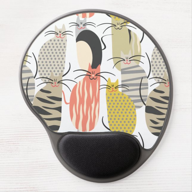 Happy Cats Whimsical Pattern Gel Mouse Pad (Front)