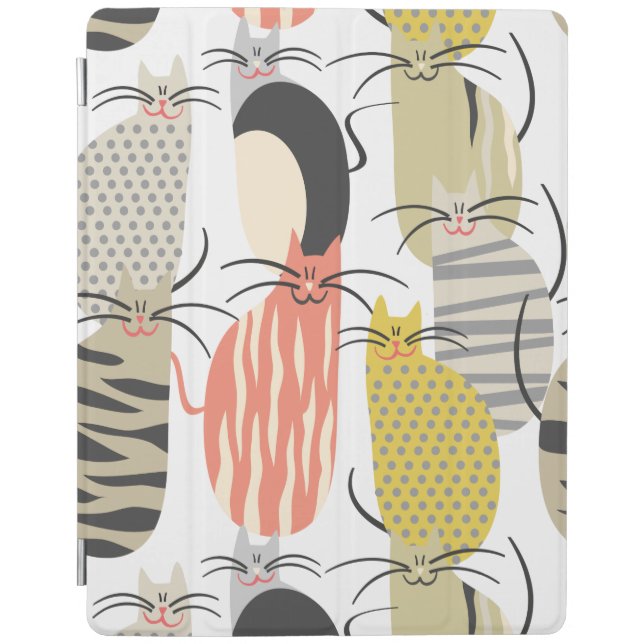 Happy Cats Whimsical Pattern iPad Smart Cover (Front)