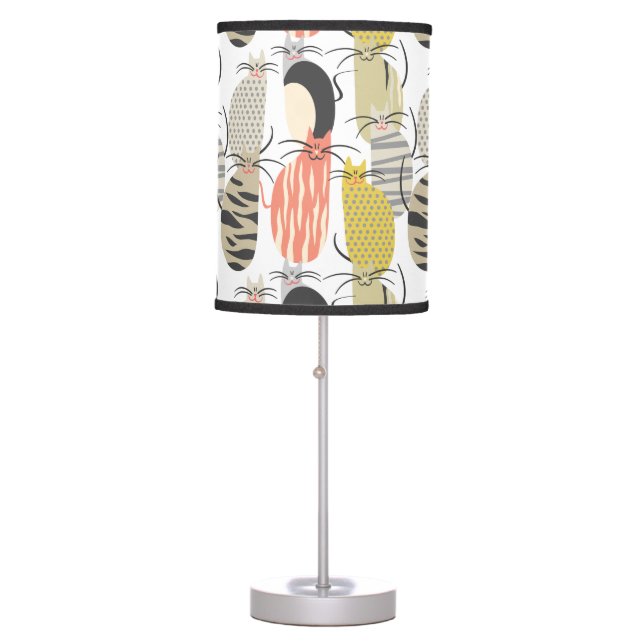 Happy Cats Whimsical Pattern Table Lamp (Front)