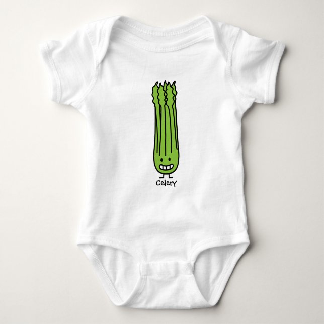 Happy Celery Stalk Bunch green fiber vegetable Baby Bodysuit (Front)
