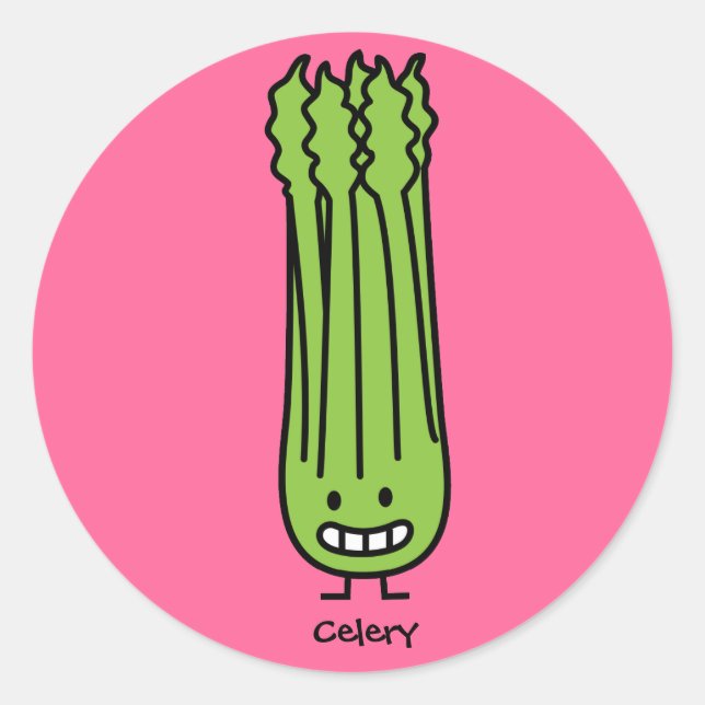 Happy Celery Stalk Bunch green fiber vegetable Classic Round Sticker (Front)