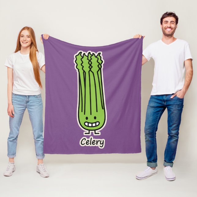 Happy Celery Stalk Bunch green fiber vegetable Fleece Blanket (In Situ)