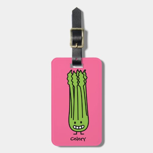 Happy Celery Stalk Bunch green fiber vegetable Luggage Tag