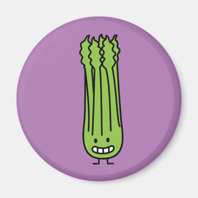 Happy Celery Stalk Bunch green fiber vegetable Magnet (Front)