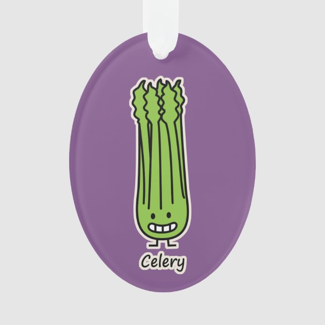 Happy Celery Stalk Bunch green fiber vegetable Ornament (Front)