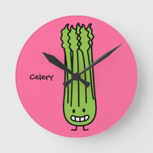 Happy Celery Stalk Bunch green fiber vegetable Round Clock