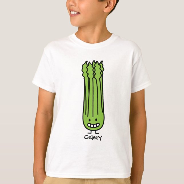 Happy Celery Stalk Bunch green fiber vegetable T-Shirt (Front)