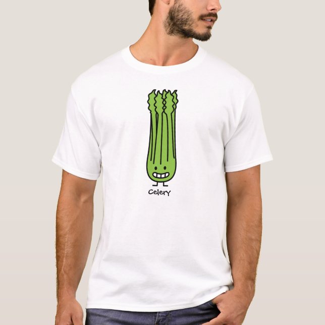 Happy Celery Stalk Bunch green fiber vegetable T-Shirt (Front)