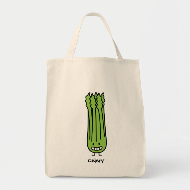 Happy Celery Stalk Bunch green fiber vegetable Tote Bag (Front)