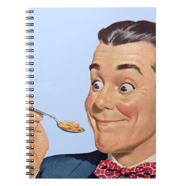 happy cereal-eating man notebook (Front)