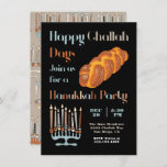 Happy Challah Day Hanukkah Party Invitation<br><div class="desc">Happy Challah Days!  Celebrate with this Hanukkah party invitation. Features a modern stylized menorah and fonts and big loaf of Challah bread in a neutral color palate.</div>