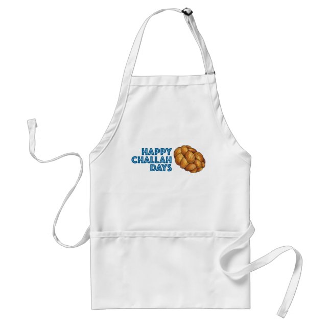 Happy Challah Days Braided Hanukkah Bread Loaf Adult Apron (Front)