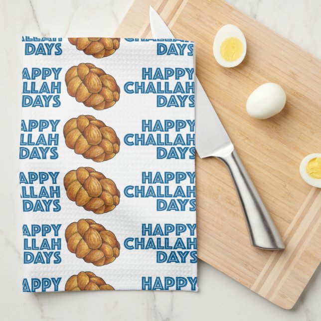 Happy Challah Days Chanukah Hanukkah Bread Loaf Kitchen Towel (Quarter Fold)