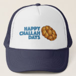 Happy Challah Days Chanukah Hanukkah Bread Loaf Trucker Hat<br><div class="desc">Hat features an original marker illustration of a loaf of challah bread,  with HAPPY CHALLAH DAYS in a fun font. Perfect for the Hanukkah holiday!

Don't see what you're looking for? Need help with customization? Contact Rebecca to have something designed just for you.</div>