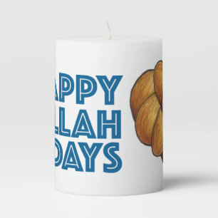 Happy Challah Days Chanukah Hanukkah Holiday Pillar Candle