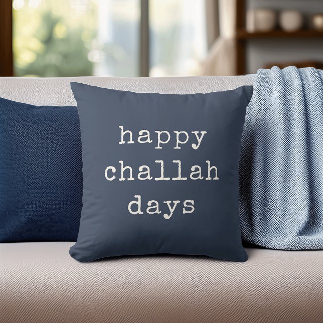 Happy Challah Days | Funny Hanukkah Throw Pillow (Creator Uploaded)
