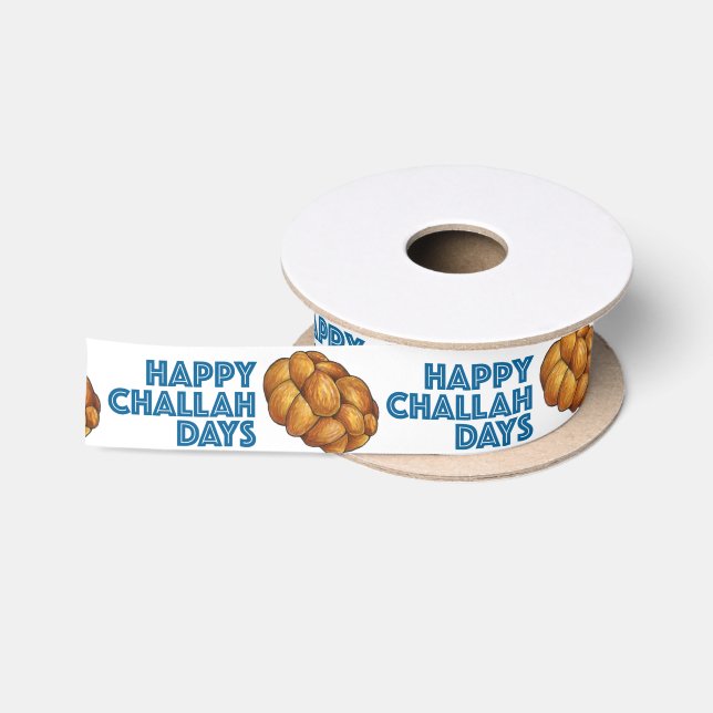 Happy Challah Days Hanukkah Chanukah Bread Holiday Satin Ribbon (Spool)