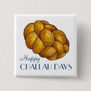Happy Challah Days Hanukkah Chanukah Bread Loaf Pinback Button