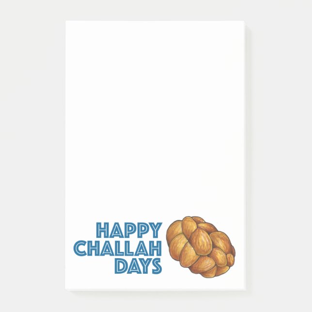 Happy Challah Days Hanukkah Chanukah Bread Loaf Post-it Notes (Front)