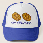 Happy Challah Days Hanukkah Chanukah Holiday Loaf Trucker Hat<br><div class="desc">Features an original marker illustration of a loaf of braided challah bread, with HAPPY CHALLAH DAYS in a fun font. Great for Hanukkah! This holiday illustration is also available on other products. Don't see what you're looking for? Need help with customization? Contact Rebecca to have something designed just for you....</div>
