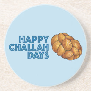 Happy Challah Days Hanukkah Jewish Holiday Bread Coaster