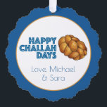 Happy Challah Days Holidays Hanukkah Chanukah Ornament Card<br><div class="desc">Design features an original marker illustration of a loaf of braided challah bread, with HAPPY CHALLAH DAYS in a blue font. Just personalize with your information. This design is also available on other products. Coordinating designs are also available. Don't see what you're looking for? Need help with customization? Contact Rebecca...</div>