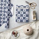 Happy Challah Days | Modern Hanukkah Dreidel Wrapping Paper<br><div class="desc">Wrap your Hanukkah presents with this modern,  punny gift wrap! Navy blue and white checkered design features alternating squares of dreidel illustrations and "Happy Challah Days" in modern white block typeface.</div>