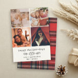 Happy Challah Days Modern Hanukkah Photo Collage Holiday Card<br><div class="desc">Happy Challah Days! This simple modern hanukkah card has a trendy Instagram layout grid and features 4 of your favorite photos alongside a custom typewriter  message as well as a whimsical challah bread and botanical branch illustration. On the back is a warm red lumberjack plaid pattern.</div>
